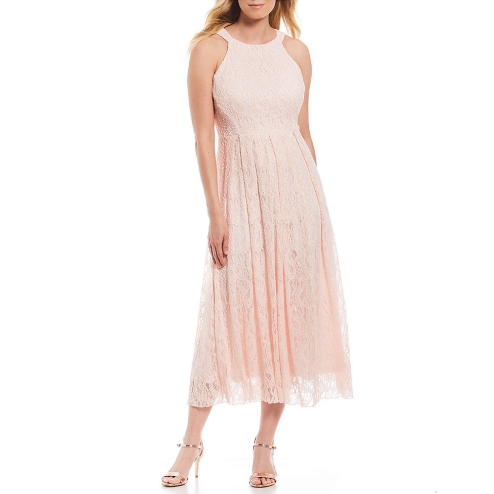 Eva Franco Jane Lace Midi Dress Blush Pink